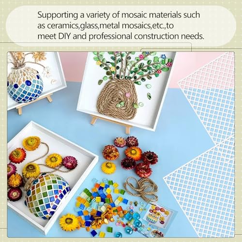 24 Pcs Mosaic Grid Tile Mesh with Adhesive Backing (24 Count)