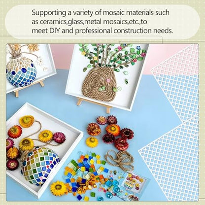 24 Pcs Mosaic Grid Tile Mesh with Adhesive Backing (24 Count)