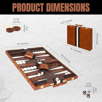 Premium Backgammon 11" Small Brown