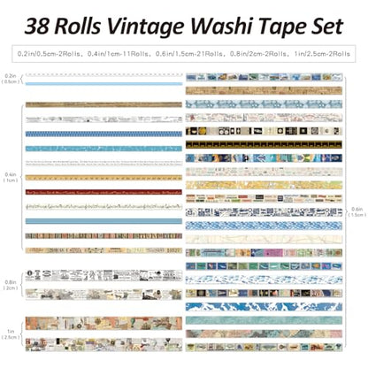 38 Rolls Vintage Washi Tape Set (38 Count)