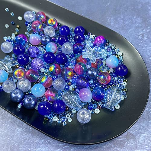 Assorted Glass Resin Beads Multi Size Colors Smooth Cracked Gravel Millet Spacer Beads for Bracelets Necklace Earring DIY Jewelry Making Craft