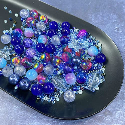 Assorted Glass Resin Beads Multi Size Colors Smooth Cracked Gravel Millet Spacer Beads for Bracelets Necklace Earring DIY Jewelry Making Craft