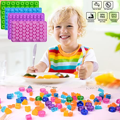 Gummy Candy Molds Silicone with 2 Droppers Pack of 4 Mini Silicone Molds Including Dinosaur