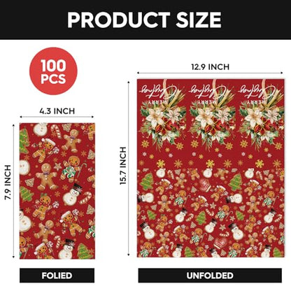 50 Christmas Disposable Paper Decorative Guest Napkins (50 Count)