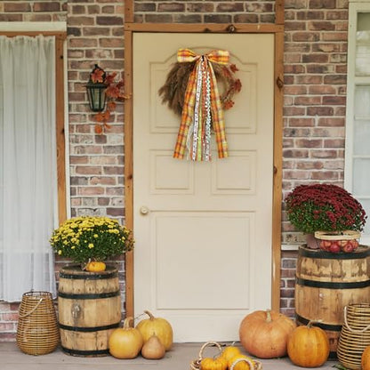 Large Fall Ribbon Bow for Wreath