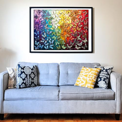 Colorful Rainbow of Butterflies & Stained Glass 1000 Pieces Large Format Jigsaw Puzzle for 13+