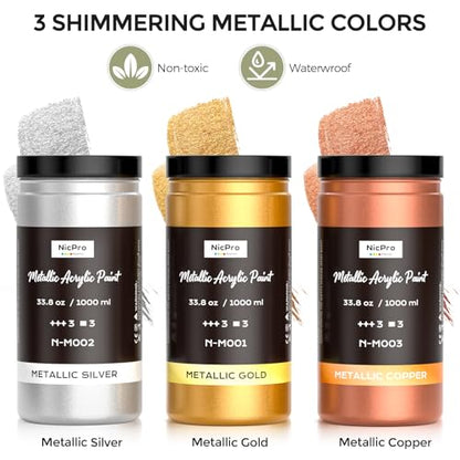 Acrylic Paint Set Metallic (101.4 Fl Oz)