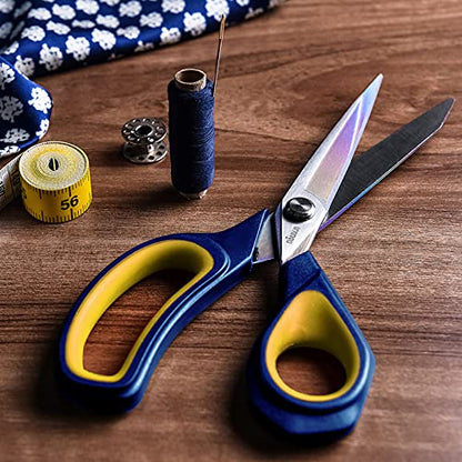 Fabric Scissors 2 Pack Tailor Shears Titanium Coated Heavy Duty (2 Count)