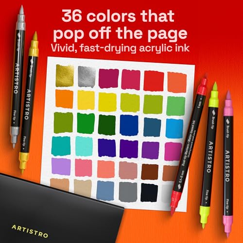 36 Dual Tip Acrylic Paint Marker Pens for Drawing (36 Count)