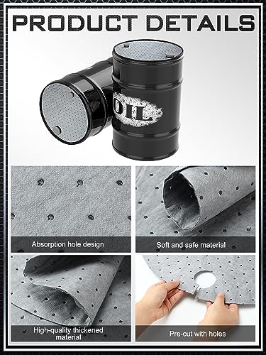 50 Pcs Drum Top Oil Absorbent Pads for 55 Gallon Drums Barrel Absorbent Pads Mat 22" Diameter Lid Oil Mat with Bungs 0.75" and 2" Diameter (50 Count)