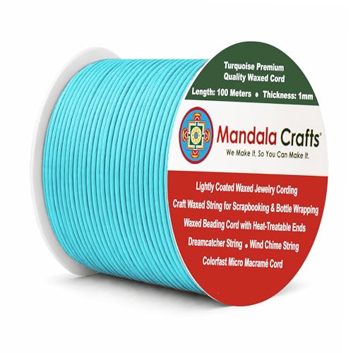 1mm Turquoise Cotton Waxed Cord for Jewelry Making