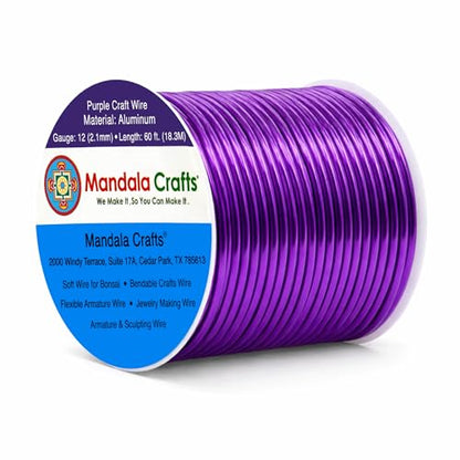 12 Gauge Purple Anodized Aluminum Craft Wire (60 Foot)
