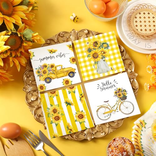 200 Pieces Summer Sunflower Cocktail Napkins 2