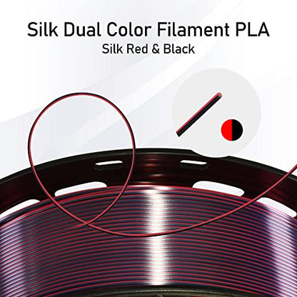 3D Printing Silk PLA Shiny Red Black 2 Colors in 1 Coextrusion 3D Filament (35.27 Ounce)