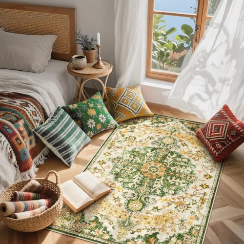 Reine Bohemian Floral Medallion Area Rug