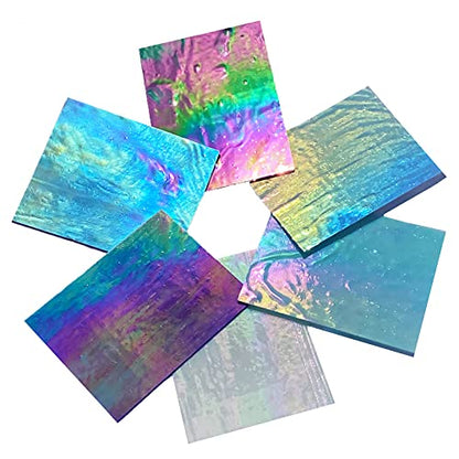 6 Sheets 7 1 2 x 6 inch Iridescent Stained Glass Sheet Variety Pack (6 Count)