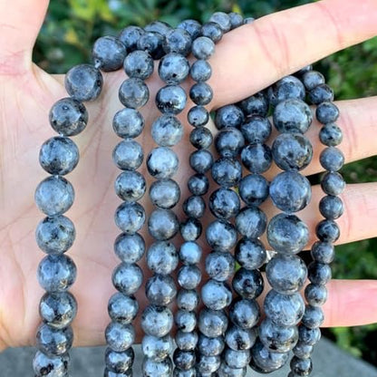 60pcs Adabele Natural Larvikite Black Labradorite Gemstone 6mm Round Beads (58 Count)