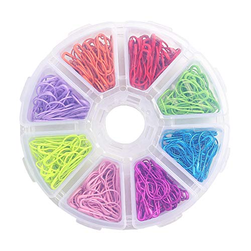 Colorful Metal Knitting Pins Stitch Markers Pear Shape Safety Pins for Sewing Clothing DIY Craft Making with Storage Box Knitting Counter Crochet Needle Clip Ring (320 Count)