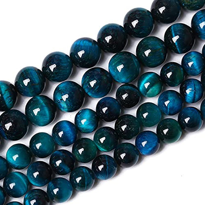 4mm 90pcs Blue Tiger Eye Gemstone Loose Beads Natural Round Stone Beads for Jewelry Making 1 Strand 15" (16 Count)