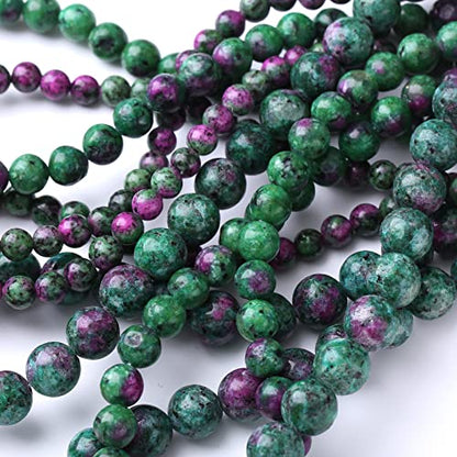 60PCS 6MM Natural Epidote Zoisite Stone Beads Round Loose Stone Beads for Jewelry Making DIY Energy Stone Healing Power Bracelet 15"