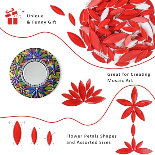 Red Leaf Mosaic Tiles for Crafts