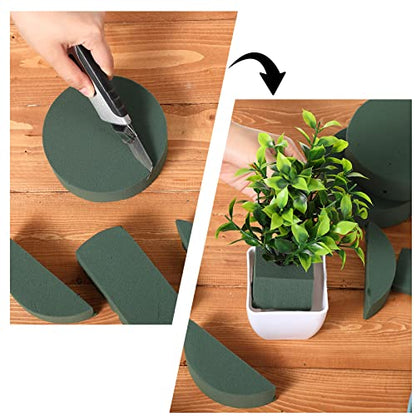 12 Pieces Round Floral Foam Wet Green Flower Foam DIY Flower Arrangement Kit for Aisle Wedding Party Decoration (12 Count)