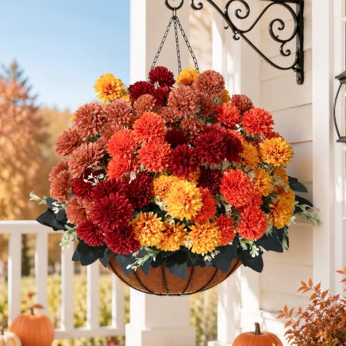 Fake Mums Artificial Fall Flowers for Outdoors Outside Decorations