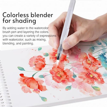 12 Colors Blendable Watercolor Markers for Adults 2026 Professional Double Tip Paint Pens with 1 Water Brush Pen Water Based Coloring Pens Drawing Markers Set with Flexible Brush Tip (12 Count)