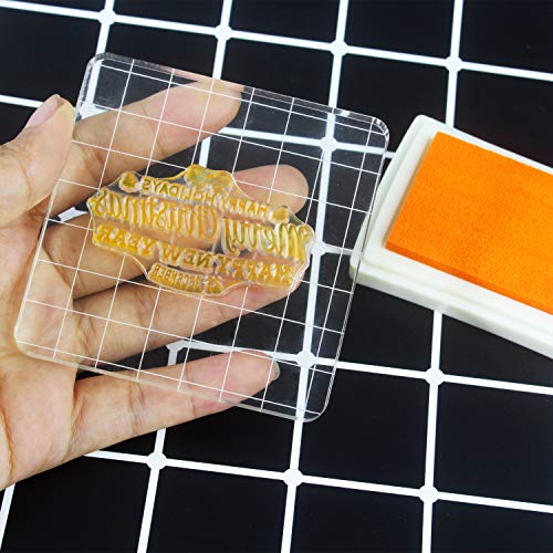 6 Pieces Stamp Blocks Acrylic Clear Stamping Blocks Tools with Grid Lines for Scrapbooking Crafts Making (6 Count)