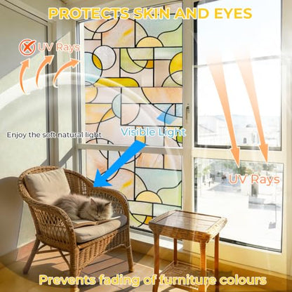 3D Stained Glass Window Privacy Film Decorative Non