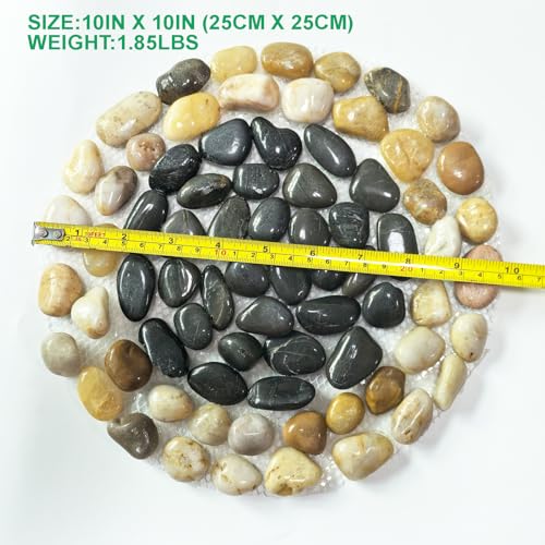 Garden Stepping Stones ourtdoor Decorative Round Stepping Stones with Black Stones Round Polished River Pebble Stone from Natureal River (6 Count)