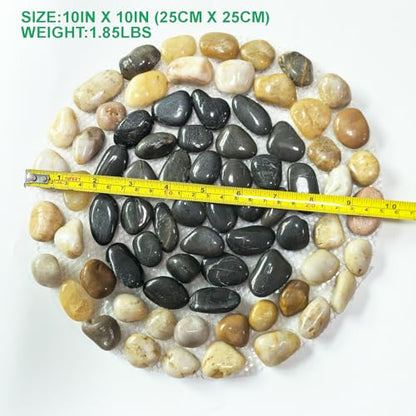 Garden Stepping Stones ourtdoor Decorative Round Stepping Stones with Black Stones Round Polished River Pebble Stone from Natureal River (6 Count)