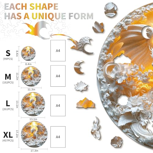 Wooden Puzzles Adults Fierce Dragon Jigsaw Puzzle 8.4 * 8.4 in (99 Count)