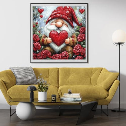 14ct Counted Stamped Cross Stitch Kits for Adults Love Gnome Roses Printed Cross Stitch Patterns Art Crafts Cross Stitch Supplies
