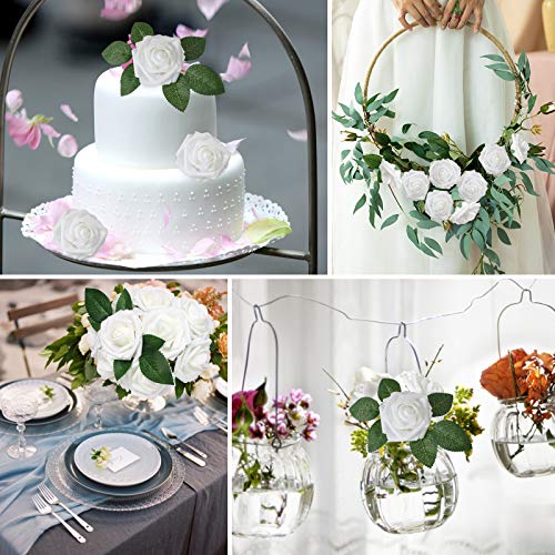 White Rose 100pcs Real Looking Artificial Flowers w (100 Count)