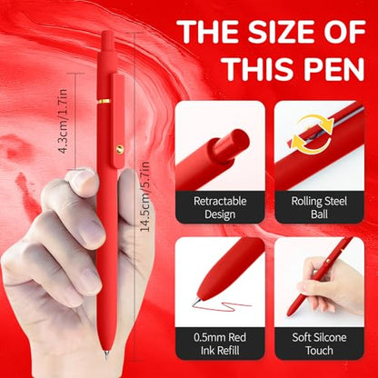 Red Pens 6 Pcs Red Ink Pens Fine Point Smooth Writing Pens (6 Count)
