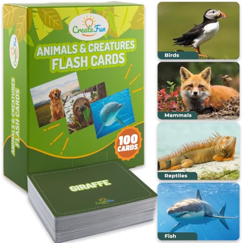 100 Animal Insect & Ocean Creatures Real Picture Flash Cards