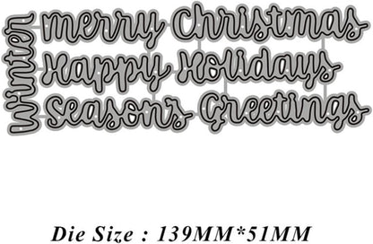 Mvchifay Cutting Dies Happy Birthday Holiday Thanks Greetings Metal Stencils Scrapbooking Tool Love Heart DIY Carbon Steel Embossing Template for Paper Card Making (Happy Holiday Greetings)