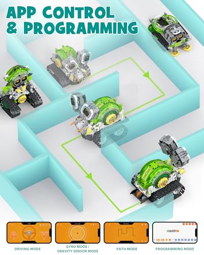 5-in-1 STEM RC Robot Building kit, 478Pcs App Coding, Boys Age 6-12 (478 Count)