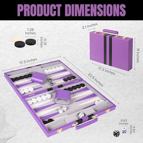 Premium Backgammon 18" Large Purple