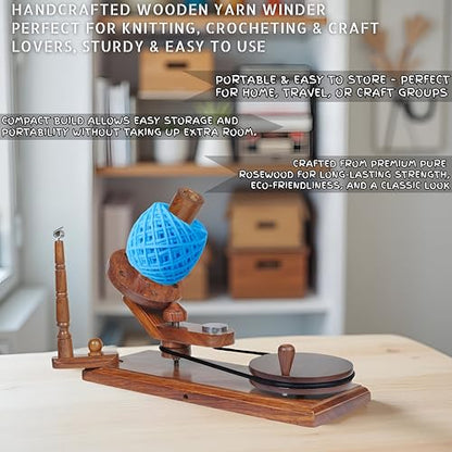 Wooden Yarn Ball Winder & Table Top Swift Set