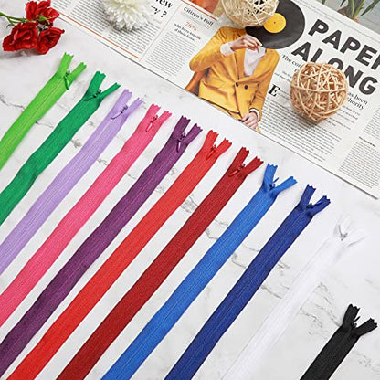 100 Pcs 22 Inch Nylon Invisible Zipper Bulk Conceal Zippers for Sewing Hidden Pillow Zippers for Fabric Craft Dress Pillow Tailor Garments Clothes Artisan Supply