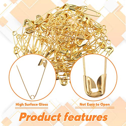 960Pcs Safety Pins Assorted 6 Sizes Variety Pack Large and Small Metal Safety Pin Gold Silver Black for Clothing Art Crafts Sewing Quilting Jewelry Making (960 Count)