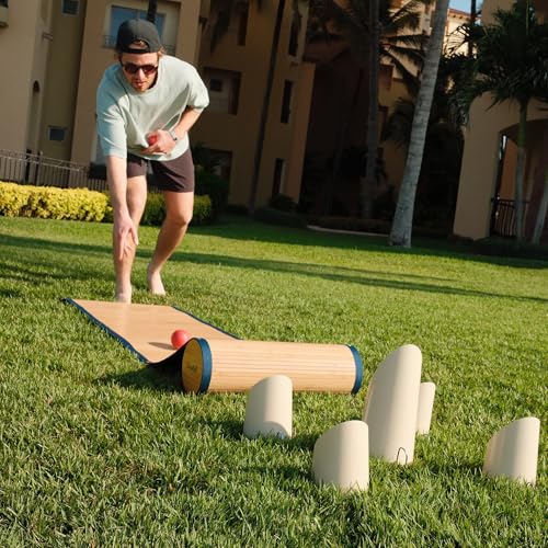 Yard Game Modern Bocce Ball Set with Ramp & Targets