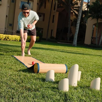 Yard Game Modern Bocce Ball Set with Ramp & Targets