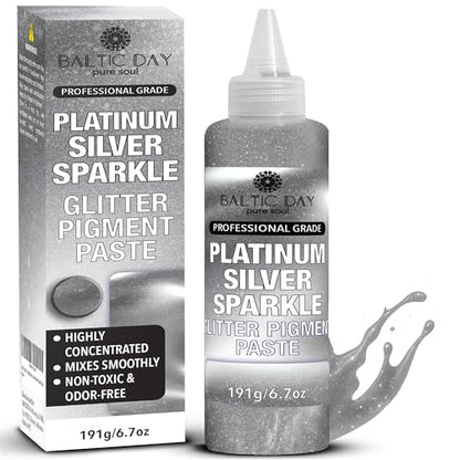 Platinum Silver Sparkle Epoxy Pigment Paste XL (6.7 Ounce)