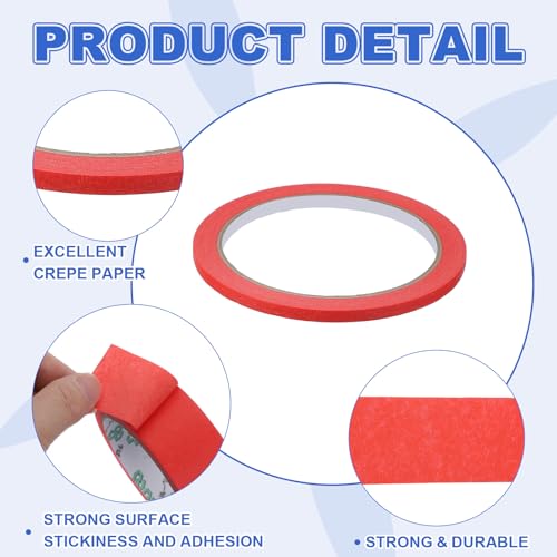 Masking Tape 0.2 Inch x 21 Yard Painter's Tape Red Paint Tapes for DIY Crafts Arts Drawing Decoration Labeling Car Painting Artist Teachers