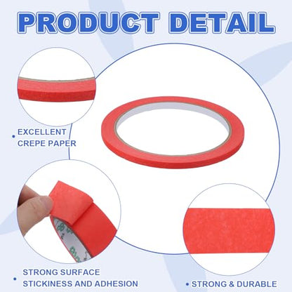Masking Tape 0.2 Inch x 21 Yard Painter's Tape Red Paint Tapes for DIY Crafts Arts Drawing Decoration Labeling Car Painting Artist Teachers
