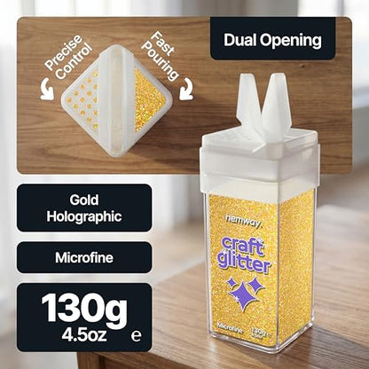 Craft Glitter Shaker Gold Holographic 130g Microfine (3.8 Ounce)