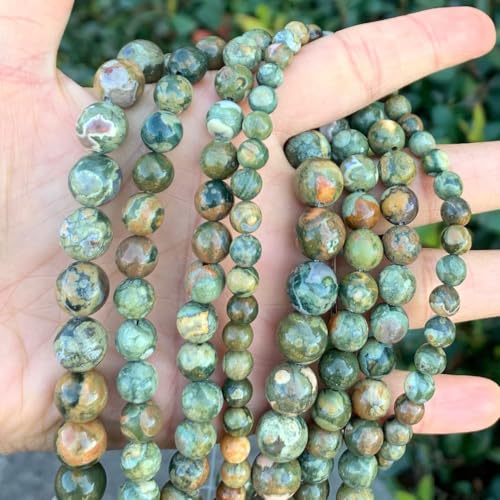 90pcs Adabele Natural Green Rhyolite Rainforest Jasper Gemstone 4mm (93 Count)